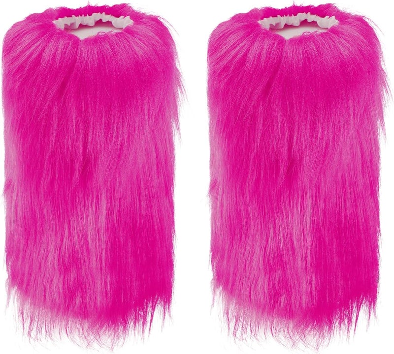 BXT Kids Girls Fuzzy Faux Fur Leg Warmers Boots Shoes Cuff Cover Winter Warm Furry Leg Socks for Halloween Costume Party Show - Image 2